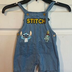 Disney Baby Size 18 Months Blue Denim Stitch Embroidered Overalls